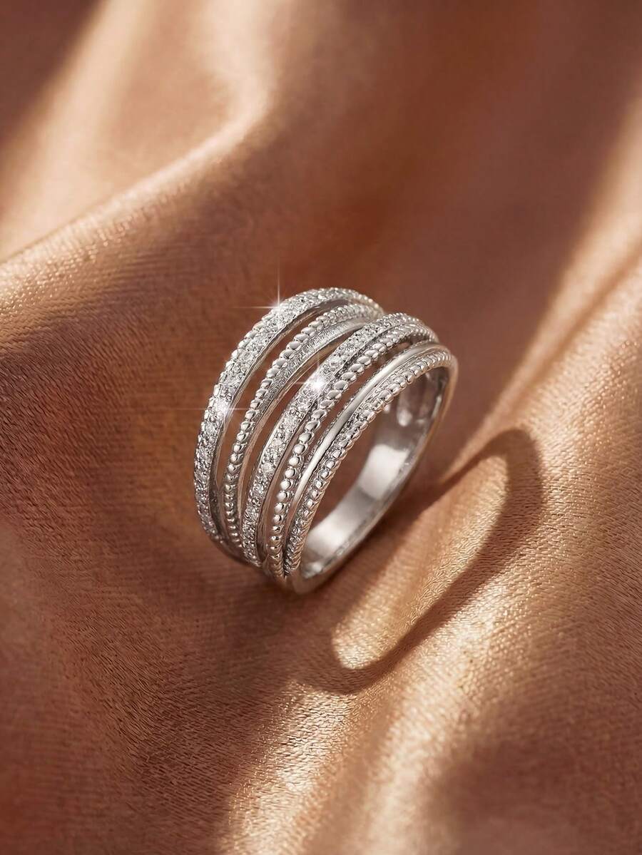 1pc Vintage Multi-Layer Cross Ring, High-Quality Material, Elegant Women's Jewelry Gift, Suitable For Valentine's Day