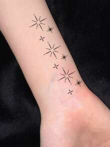 1pc Temporary Tattoo Sticker, Simple Line Design, Elegant Aesthetic, Ins Style, Waterproof, Sweat-Proof, Non-Reflective, Disposable - Black - View 2