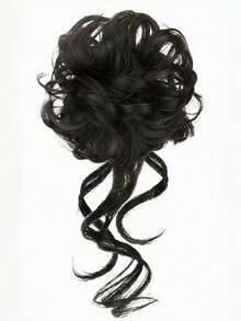 1pc Natural Fluffy Messy Bun Hair Extension With Long Curly Strands, Synthetic Claw Clip Bun Hairpiece, Voluminous Updo Hair Accessory For Women - Multicolor - View 9