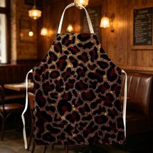 1pc Vintage Wild Leopard Print Apron - Sleeveless Halter Design, Durable And Comfortable Fit, Featuring Leopard Print With Sparkling Gold Background Pattern, Suitable For Cooking, Baking And Home Cleaning, Household Cleaning, Housework Apron, Hand-Painted Handmade Gardening Apron, Fun Holiday Gift - Multicolor - View 4
