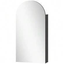 Frameless Arched Mirror Bathroom Cabinet With Adjustable Glass Shelves, Black - Black - View 1