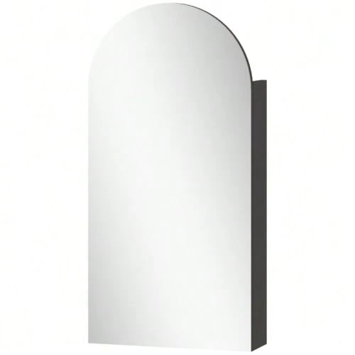 Frameless Arched Mirror Bathroom Cabinet With Adjustable Glass Shelves, Black - Black - View 1