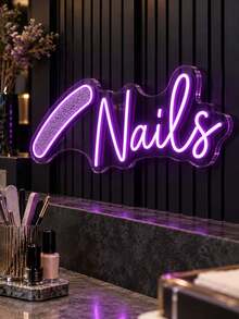 1PC Custom Nail Tech Neon Light, Personalized LED Wall Sign With Nail File Design, Purple Light Up Manicure Decor For Beauty Studio, Nail Room, Salon Station, Spa Corner, Vanity Area, Business Wall Decor & Gift - Multi-color 5 - View 4