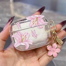 Transparent Butterfly Lily Flower Compatible With Apple Pro 2nd Gen Wireless Bluetooth Earphone Case Pro Soft Minimalist Unisex Protective Shell 2nd 3rd Gen Girl 4th Gen Protective Shell - Pink - View 4
