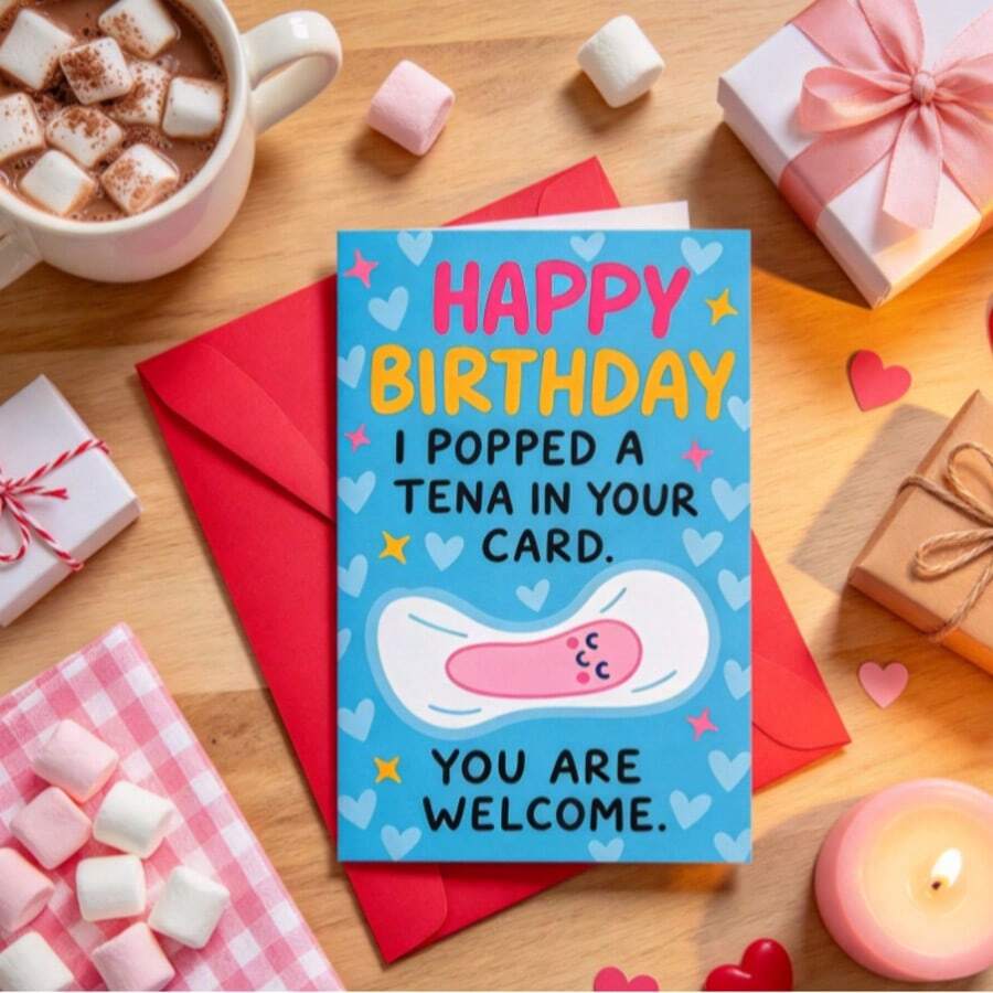 1pc Funny Birthday Card, Gag Gift For Female Friend, Humorous Surprise Creative Envelope Card - Multicolor - View 1