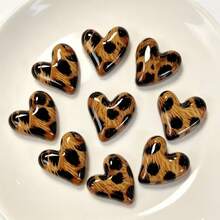 5/10/15pcs Leopard Print Heart Resin Fridge Magnets, Cute Decorative Magnets, Suitable For Kitchen, Office, Storage Cabinets, Dishwashers And Refrigerators, Kitchen Decor, Home Decor, Mother's Day Gift - Multicolor - View 2