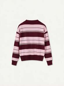 Women's Colorblock Casual Daily Long Sleeve Sweater - Maple Leaf Red - View 7