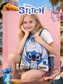 1pc Disney Official License Mickey And Friends/Stitch Print Drawstring Backpack, Lightweight Nylon Sports Bag, Casual Storage Bag, Beach Bag, Gym Bag, Fashion Accessory, Suitable For Girls/Students/Fans, Suitable For School, Sports, Travel, Daily Use - Multicolor - View 8