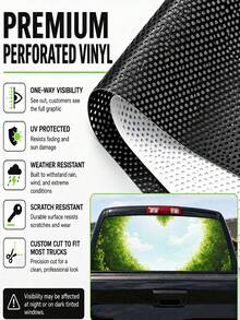 Customizable Perforated Vinyl One-Way Vision Sticker For Pickup Truck Rear Window, Semi-See-Through Single-Hole Decal, UV Protection, Weatherproof, Waterproof, Glossy Surface, Supports Personalized Pattern/Logo/Text Customization, For Car Modification And Business Brand Advertising - Multicolor - View 5