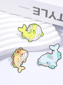 Cute Flower Whale Enamel Pins, Cartoon Marine Animal Brooch, Lapel Pin For Backpack Jacket Decor - Multicolor - View 5