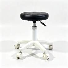 PU Leather Circular Rolling Stool With Adjustable Rotation Height For Home Office, Drawing Laboratory, Kitchen With Wheels, Massage Office Chair - Black - View 5
