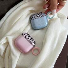 Denim Leopard Print Earphone Case With Hanging Ring Compatible With Apple 5/ 4 Cute Earphone Cover Apple 2nd Gen 3rd Gen New Protective Case Pendant Pro 3 Korean Style Earphone Case Pro 2 Girls Earphone Case Protective Cover - Multicolor - View 2