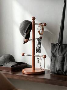 1Pc Wooden Tabletop Jewelry Display Stand, Multi‑Tier Desktop Organizer Rack, Key Fashion Glasses Necklace Bracelet Holder For Dresser Bedroom Home Decoration - Multicolor - View 3