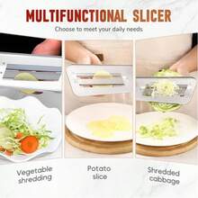 4PCS/1PC Red Handle Stainless Steel Cabbage Shredder, Handheld Vegetable Slicer For Salad, Multifunctional Kitchen Veggie Grater - Multicolor - View 9