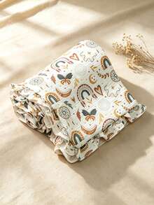 1pc Soft Baby Blanket With Ruffle Edge, Breathable Skin-Friendly Newborn Swaddle, Suitable For Nursery And Stroller, All Season - Multicolor - View 4