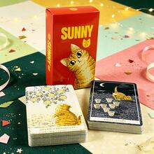 Sunshine Cat Fortune-Telling Set, Orange Cat-Themed Tarot Cards, Collectible Card Game For Cat Lovers, Healing Meditation Divination Cards - Orange - View 2