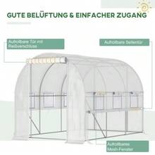 2.95x2x2m Polytunnel Greenhouse, Accessible, With 6 Windows, UV Protection For Garden Plant Cultivation - White - View 4
