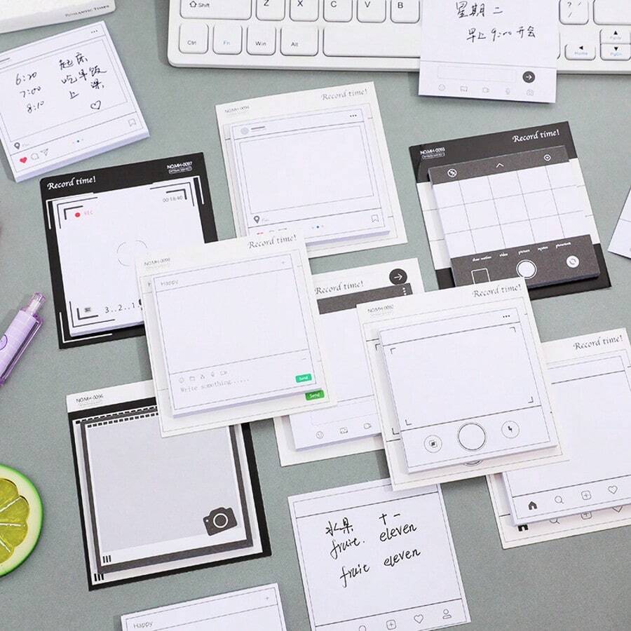 1pc Korean Ins Style Sticky Note Pad, Non-Adhesive Cute Memo Pad, Creative Simulated SMS / Camera / Gallery Interface Design, Student Planner Collage Decoration Sticky Notes, 50 Sheets, 7 Styles Available - one-size - View 1