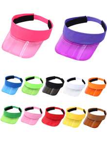 1 Pc Summer New Transparent Wide Brim Visor Cap, Lightweight Breathable Outdoor Sports Commuter Adjustable Solid Color Flat Top Hat - Multicolor - View 12