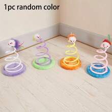 1pc Random Color Spring Plush Mouse Cat Toy, Interactive Spiral Spring Cat Teaser Toy With Soft Round Base, Bite Resistant Kitten Play Toy For Indoor Cats, Relieve Boredom & Exercise Hunting Instinct Pet Toy - View 9