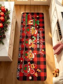 1pc, Daily Home Kitchen Mat With Christmas Gingerbread Man Pattern, Seasonal Decorative Mat, Holiday Design, Christmas Decoration, Perfect Christmas Gift, Perfect For Christmas And New Year Celebrations, Kitchen Rug, Kitchen Mat, Kitchen Carpet, Door Mat, Small Rug, Carpet, Runner Rug, Floor Mat, Home Decor, Area Rug, Outdoor Mat, Home Decor, Area Carpet, Bedroom Rug, Washable Carpet, Suitable For Party Decor - Christmas - View 3