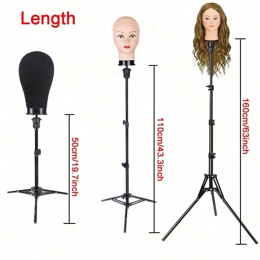 Giá đỡ đầu ma-nơ-canh đội tóc giả điều chỉnh chiều cao 3 mức chuyên nghiệp (50/110/160cm), màu đen - Xem 1