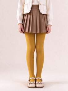 1pc Vertical Stripe High Elastic Knit Tights, All Season Wearable Leggings For Girls, Suitable For Daily, Party, Home, Autumn/Winter Comfortable Outfit - Multicolor - View 6