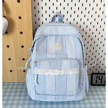 New Fashionable And Versatile Checkered Backpack, Large Capacity College Style Small And Fresh Multi Pocket Backpack, Casual And Simple - Multicolor - View 4