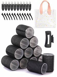12 Pcs Rollers Hair Curlers For Long Medium Short Hair, Large Medium Small Self Grip Hair Rollers With Rollers 22pcs Clips And 1 Clear PVC Gift Bags - Multicolor - View 15
