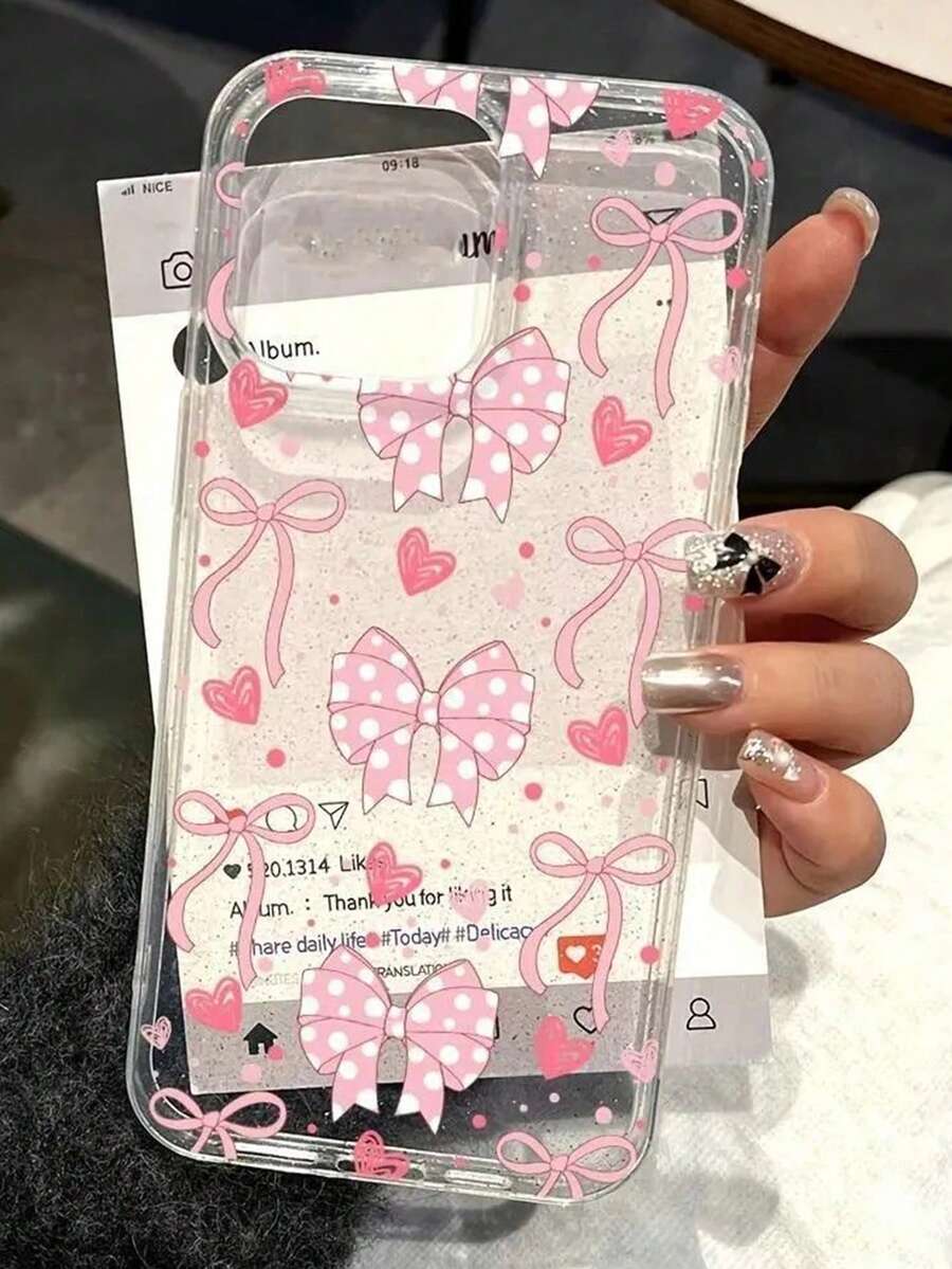 1 buah Casing Ponsel Transparan Berkilau Bentuk Hati dengan Pita Warna-warni untuk Halloween dan Natal, Kompatibel dengan iPhone 18 Pro Max 18 Pro 17 Pro Max/17 Pro/17/16 Pro/16/16 Pro Max 15 Pro/15 Pro Max/Tahan Guncangan dengan Cetakan UV 14 Pro/14 Pro Max/14/13 Pro Max/13 Pro/13, Pelindung Desain Unik, Tekstur Halus, Hadiah Ulang Tahun Liburan Populer - MultiWarna - View 1