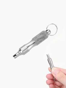 Universal Tire Valve Stem Removal Tool, Portable With Keychain Design,Car Bicycle Tire Valve Core Wrench Tire Deflation Screwdriver,Car-Styling Additions Car Tire Repair Install Tool,Suitable For Bicycles,Motorcycles,Cars,Presta & Schrader Valves - Silver - View 1