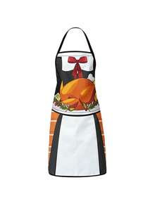 Set Celemek Dapur Thanksgiving 2 Pcs/1 pcs, Celemek Masak Wanita dengan Motif Ayam Kalkun Panggang & Lucu yang Dapat Diatur, Celemek Memanggang untuk Liburan Panen Musim Gugur, Hadiah untuk Tuan Rumah Pesta Makan Malam Thanksgiving - MultiWarna - View 9