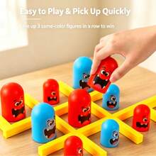 1 Buah - Permainan Papan Kayu Boneka Bersarang Monster Tic Tac Toe, Puzzle Susun Merah Biru 3x3, Mainan Strategi Pesta Keluarga untuk Anak Usia 3+ - MultiWarna - View 4