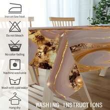 1pc Marble Pattern Digital Print Tablecloth, Rectangular Polyester Tablecloth, Easy To Clean, Suitable For Dining Table, Home Decor, Picnic, Holiday Party, Indoor And Outdoor Use - Multicolor - View 7