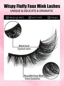 7 Pairs Black False Eyelashes, Lightweight Cat Eye Style, Voluminous Flared Strip Lashes, Reusable, Suitable For Glamorous Eye Makeup, Daily Wear, Dates, Parties, Christmas And Holiday Looks - Black - View 3