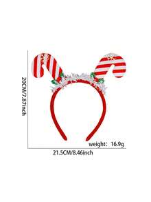 New Christmas Headband Candy Cane Design With Bells And Berries, Children's Christmas Party Gift Headband - Multicolor - View 6