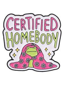 QIHOO 1pc Certified Home Frog Enamel Brooch, Cute Floral Frog Lapel Pin, Humorous Introvert Badge For Backpack, Jacket, Gift - Multicolor - View 7