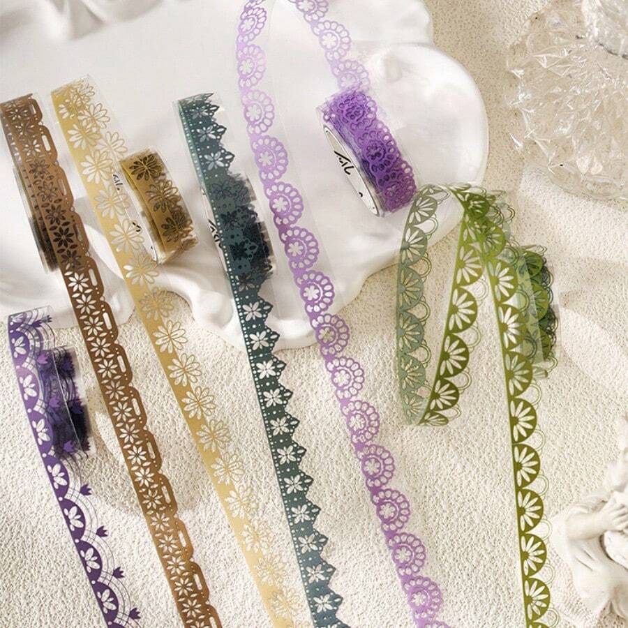 Vintage Palace Style Lace PET Transparent Tape, Scrapbook Collage Border Sticker Transparent Base Planner Collage Card Decoration Material Whole Roll - Multicolor - View 1