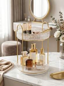 1pc 1/2/3 Tier 360° Rotating Multi-Function Cosmetic Storage Rack, Large Capacity Bathroom Toiletries Organizer, Transparent Desktop Storage Box For Skincare Products On Vanity, Strong Detachable Multi-Function Organizer Rack, Suitable For Tall Bottles - Multicolor - View 3