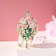 SIQIZHOU 1pc Pearl Egg-Shaped Jewelry Box, European Style Alloy Enamel Decorative Box, Home Decor Ornament, Russian Egg Jewelry Box - Easter Egg - View 7