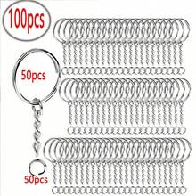 10/30/50/100pcs Metal Open Jump Rings Connector, Keychain Pendant Jewelry Making Accessories - Silver - View 14