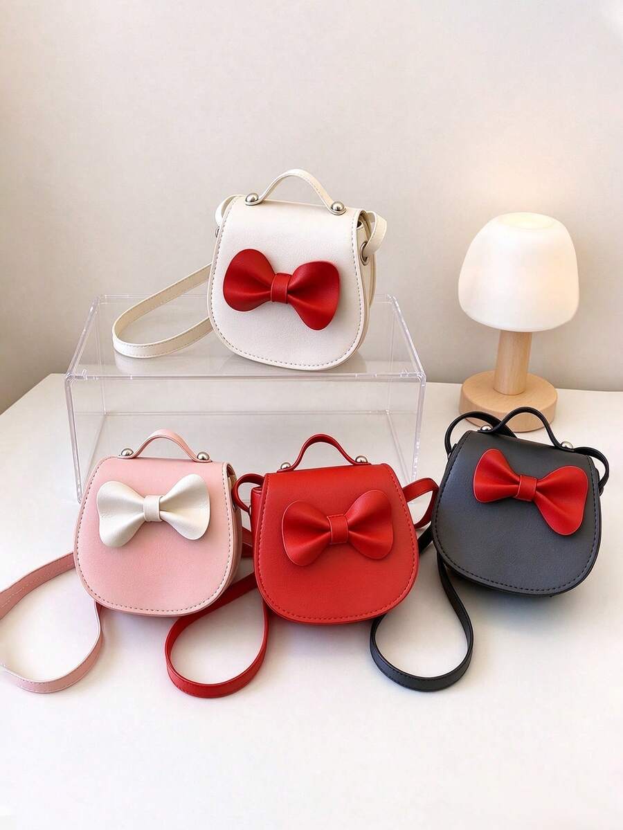 Girls' Bow Mini Handbag, Cute Children's Handheld Crossbody Bag, Princess Accessory Small Bag - A - View 1