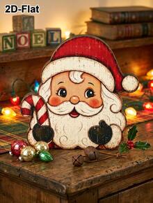 4pcs Christmas Tabletop Decor, Vintage Wooden Christmas Tabletop Ornaments, Joyful Christmas Decoration, Santa Claus Gingerbread Man Standing Sign, Christmas Decor, Rustic Red And Black Plaid Tabletop Decoration, Dining Table Centerpiece, Shelf Decor, Room Decor, Home Decor, Winter Decoration, Christmas Gift, 2027 New Year Decor, Xmas Decor, Christmas Decoration, Merry Christmas - Christmas Mix - View 3