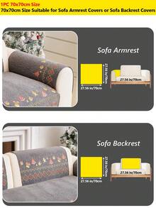 1Pc Christmas Themed Jacquard Sofa Cushion, Non Slip Couch Cover With Gingerbread & Xmas Tree Print, Washable Furniture Protector For Holiday Home Decor - Multicolor - View 16