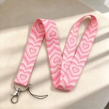 Cute Heart Pattern Lanyards, 5 Styles Retro Wavy Heart Neck Strap With Metal Clasp For ID Badge, Phone Key, School Office Supplies - Multicolor - View 6