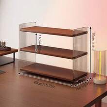 2-3‑Tier Acrylic & Bamboo Countertop Storage Shelf, Desktop Mug Cup Organizer Rack, Kitchen Counter Display Stand For Coffee Gear, Mugs & Small Kitchen Supplies - View 12