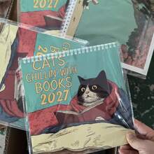 2027 Cat Wall Calendar, Cats And Books Together, Fun Cat Calendar, Gift For Book Lovers, Unique Home Decor, Cute Cat Art, Literary Atmosphere - Multiple Styles - View 10