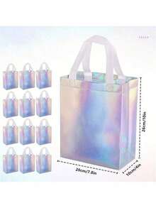 6/1pc Holographic Laser Gift Bags, Shiny Pearlescent Gift Bags, Holiday Party Gift Packaging Bags - Multiple Styles - View 8