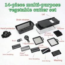 Alat Pemotong Sayuran Dapur Multifungsi 14-in-1, Alat Pemotong Dadu, Irisan, Parutan Manual, Pisau yang Dapat Diganti, Pemotong Buah dan Sayuran dengan Kotak Penyimpanan dan Pengeringan, Cocok untuk Kentang, Wortel, Mentimun, Bawang Bombay, Dapat Memotong Dadu, Irisan Tipis, Irisan, Irisan Bermotif, Persiapan Salad, Pembuatan Makanan Bayi, Mudah Dibersihkan, Alas Anti Selip, Alat Masak Rumahan yang Praktis, Hemat Waktu dan Tenaga, Set Aksesori Lengkap, Peralatan Dapur Penting untuk Memasak di Rumah - MultiWarna - View 4