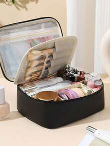 Multi-Color Can Store Makeup Brushes, Diamond Embroidery Lines, High-End Cosmetic Bag, Mirror Storage Integrated Portable Handheld Cosmetic Case, Bathroom Storage Cosmetic Bag - Multicolor - View 9
